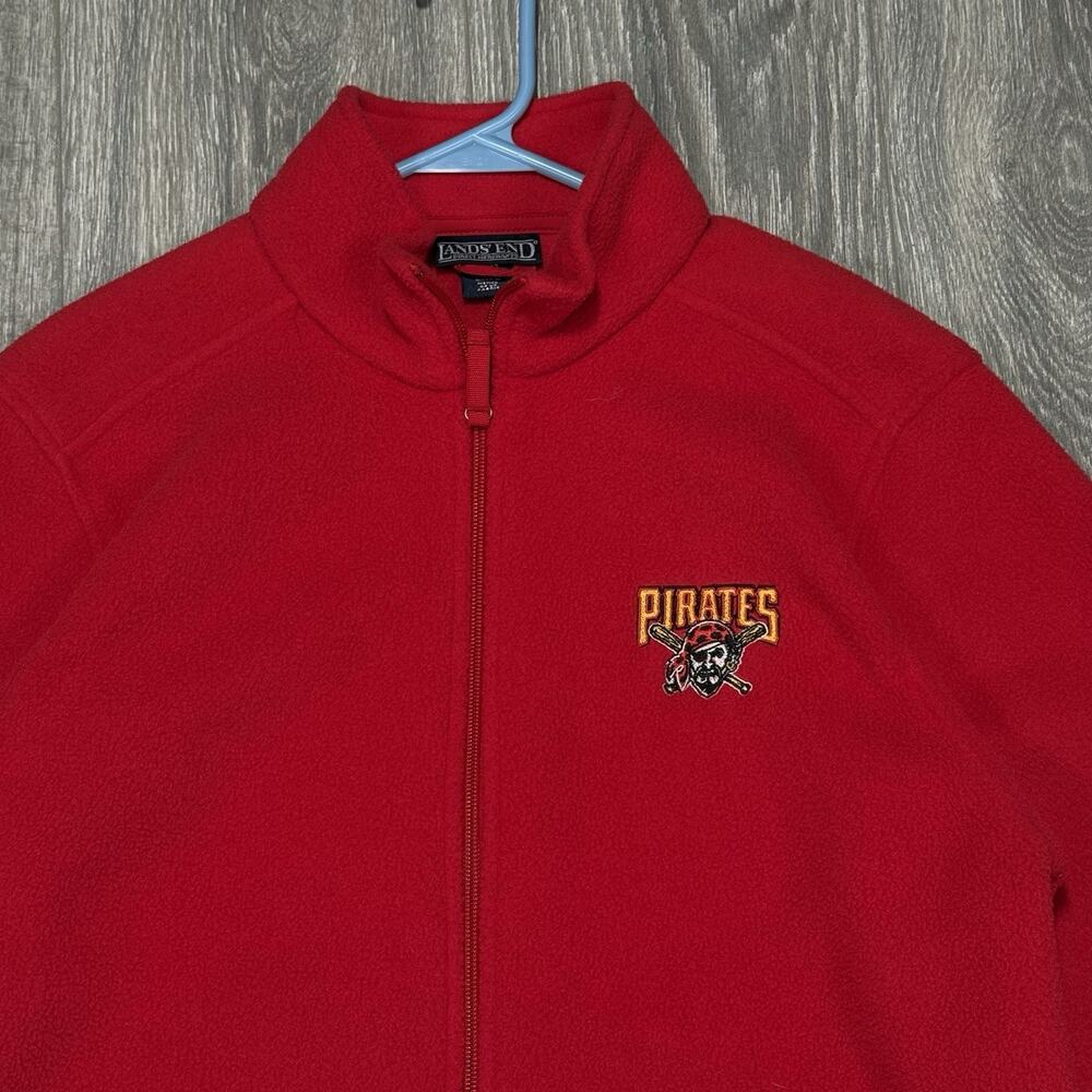 Vintage Lands End Pittsburgh Pirates Adult Medium Full Zip Fleece Jacket MLB Red